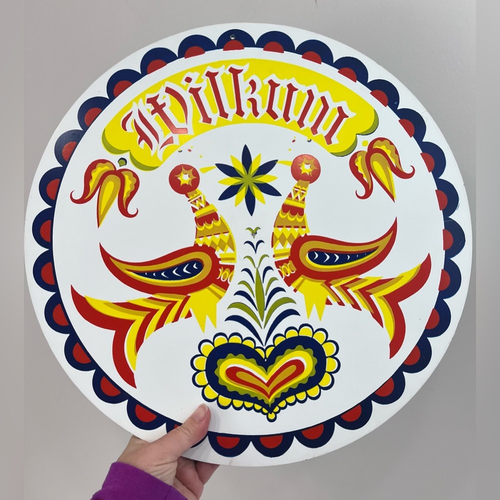 Pennsylvania Dutch "Wilkum" Hex Sign Folk Art 16”